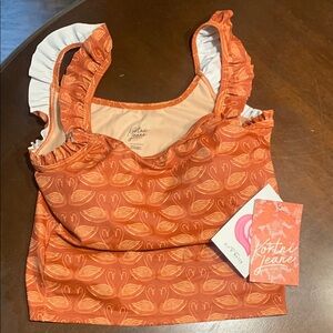 Fortune Jeane Orange Ruffle Crop Top